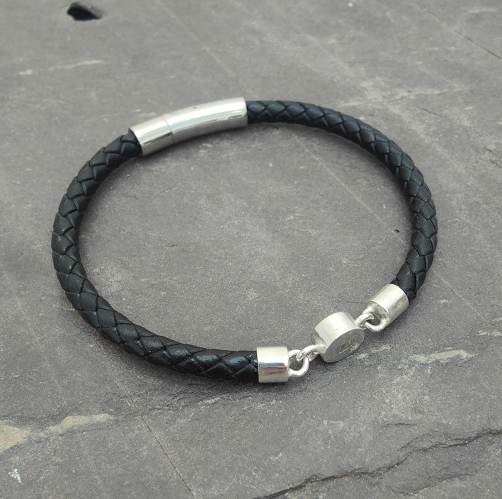 Unite Cremation Ash Leather and Silver Bracelet