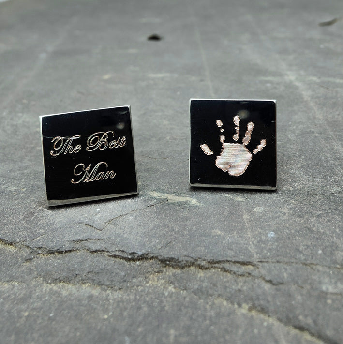 Sliver Plated Engraved Cufflinks